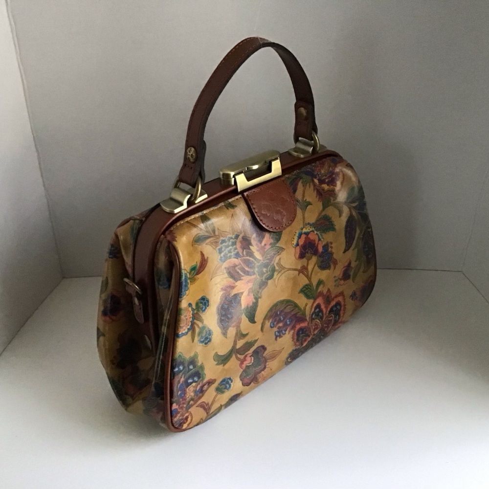 Patricia Nash Gracchi French Tapestry Bag Handbag Crossbody Brown Leather - Picture 2 of 16